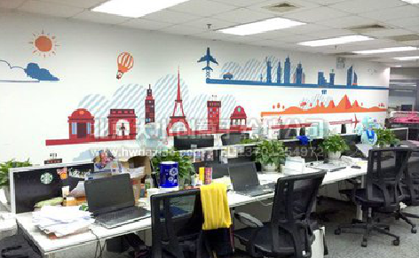 汝城教你设计办公室墙绘的方法。